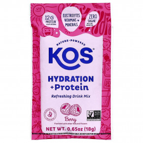 KOS, Hydration + Protein, освежающая смесь для напитков, ягоды, 7 пакетиков по 18 г (0,65 унции) в Москве - eco-herb.ru | фото