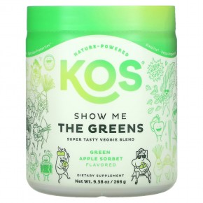 KOS, Show Me The Greens, супервкусная вегетарианская смесь, сорбет из зеленого яблока, 266 г (9,38 унции) в Москве - eco-herb.ru | фото