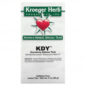 Kroeger Herb Co, Hanna's Herbal Special Tea, KDY, без кофеина, 56 г (2 унции) - описание | фото