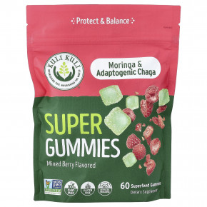 Kuli Kuli, Super Gummies, моринга и адаптогенная чага, ягодное ассорти, 60 жевательных мармеладок - описание | фото
