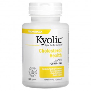 Kyolic, Aged Garlic Extract, экстракт чеснока с лецитином, состав 104 для снижения уровня холестерина, 100 капсул в Москве - eco-herb.ru | фото