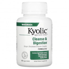 Kyolic, Aged Garlic Extract, экстракт выдержанного чеснока, для очищения и улучшения пищеварения, формула 102, 100 растительных таблеток - описание