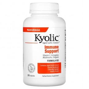 Kyolic, Aged Garlic Extract, выдержанный экстракт чеснока, для иммунитета, формула 103, 200 капсул - описание