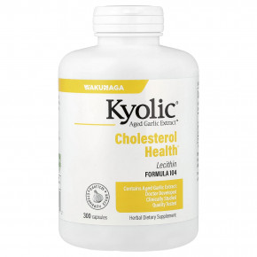 Kyolic, Aged Garlic Extract™, выдержанный экстракт чеснока для здорового уровня холестерина, формула 104, 300 капсул - описание | фото