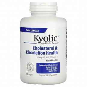 Kyolic, Aged Garlic Extract, выдержанный экстракт чеснока, улучшение холестеринового баланса и кровообращения, 180 капсул - описание