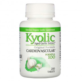 Kyolic, Aged Garlic Extract, выдержанный экстракт чеснока, для сердечно-сосудистой системы, оригинальная формула 100, 200 таблеток - описание