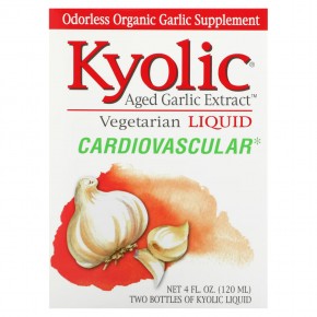 Kyolic, Экстракт выдержанного чеснока, для сердечно-сосудистой системы, жидкий, 2 флакона по 60 мл (2 жидк. Унции) - описание