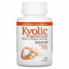 Kyolic, Экстракт выдержанного чеснока, формула 103 для поддержки иммунитета, 100 капсул - описание