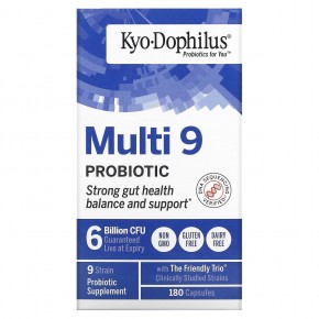 Kyolic, Kyo-Dophilus, Multi 9, пробиотик, 6 миллиардов КОЕ, 180 капсул - описание