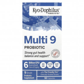 Kyolic, Kyo-Dophilus®, пробиотик Multi 9, 6 млрд КОЕ, 90 капсул - описание | фото