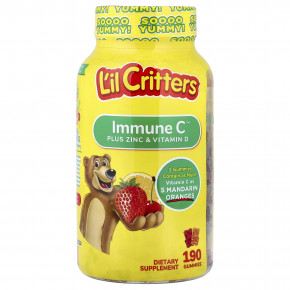 L'il Critters, Immune C™, жевательные таблетки с цинком и витамином D, 190 жевательных таблеток - описание | фото