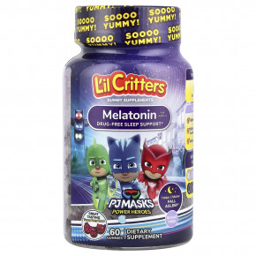 L'il Critters, PJ Masks Power Heroes, жевательные мармеладки с мелатонином, для детей от 4 лет, вкусные ягоды, 60 жевательных мармеладок (0,5 мг в 1 жевательной мармеладке) в Москве - eco-herb.ru | фото