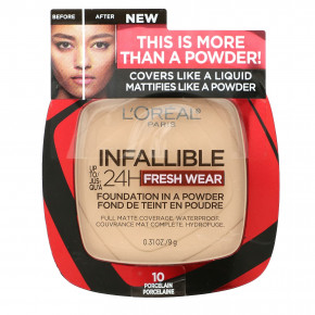 L'Oréal, Infallible 24H Fresh Wear, тональная основа в порошке, фарфор 10, 9 г (0,31 унции) в Москве - eco-herb.ru | фото