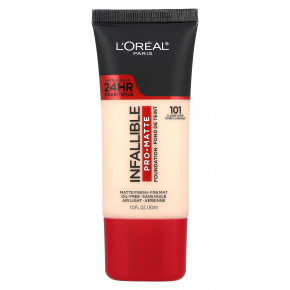 L'Oréal, Infallive Pro-Matte Foundation, оттенок 101 классическая слоновая кость, 30 мл (1 жидк. унция) - описание | фото