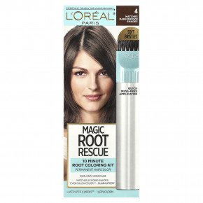 L'Oréal, Magic Root Rescue, 10-минутный набор для окрашивания корней, 4 темно-коричневых, 1 применение - описание | фото