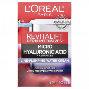 L'Oréal, микрогиалуроновая кислота с керамидами, водный крем для разглаживания морщин, 48 г (1,7 унции) в Москве - eco-herb.ru | фото