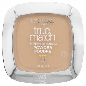 L'Oréal, True Match, супер-смешиваемая пудра, W3, светлый, 9,5 г (0,33 унции) - описание