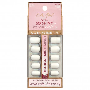L.A. Girl, Oh So Shiny, искусственные ногти, гелевые типсы для сияния ногтей, GNT151 Облако Nine, набор из 25 предметов - описание