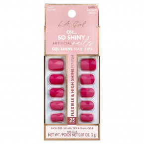 L.A. Girl, Oh So Shiny, искусственные ногти, гелевые типсы для сияния ногтей, GNT152 Wildest Dream, набор из 25 предметов - описание