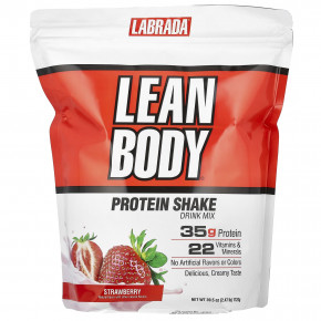 Labrada Nutrition, Lean Body, протеиновая смесь для приготовления коктейля, клубника, 1120 г (2,47 фунта) - описание | фото