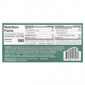 Laird Superfood, Протеиновый батончик + адаптогены, шоколадно-мята, 10 батончиков по 45 г (1,6 унции) в Москве - eco-herb.ru | фото