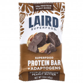 Laird Superfood, Протеиновый батончик Superfood + адаптогены, двойной шоколад с арахисовой пастой, 10 батончиков по 45 г (1,6 унции) в Москве - eco-herb.ru | фото