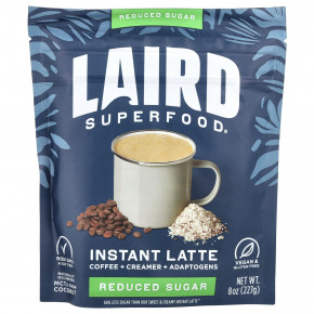 Laird Superfood, Растворимый латте, кофе + сливки + адаптогены, с пониженным содержанием сахара, 227 г (8 унций) - описание