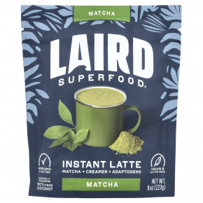 Laird Superfood, Растворимый латте, матча + крамер + адаптогены, матча, 227 г (8 унций) - описание | фото