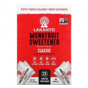 Lakanto, подсластитель из архата с эритритолом, классический, 30 пакетиков, 90 г (3,17 унции) - описание
