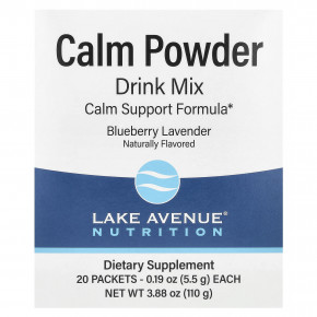 California Gold Nutrition, Calm, успокаивающая порошковая смесь для приготовления напитков с калием и смесью AminoCalm, L-триптофаном и L-теанином, голубика и лаванда, 20 пакетиков по 5,5 г (0,19 унции) в Москве - eco-herb.ru | фото