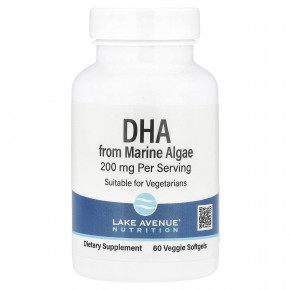 Lake Avenue Nutrition, ДГК из морских водорослей, 200 мг, 60 вегетарианских капсул - описание | фото