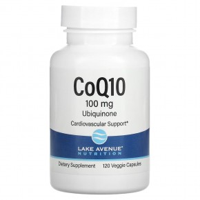 Lake Avenue Nutrition, коэнзим Q10, убихинон класса USP, 100 мг, 120 растительных капсул - описание