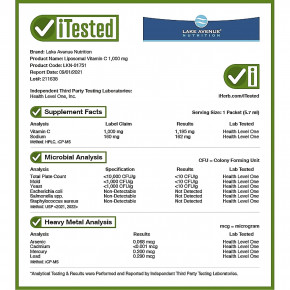 Lake Avenue Nutrition, липосомальный витамин C, без подсластителей, 1000 мг, 236 мл (8 жидк. унций) в Москве - eco-herb.ru | фото