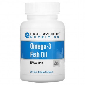 Lake Avenue Nutrition, рыбий жир с омега-3, 1250 мг, 30 капсул из рыбьего желатина - описание