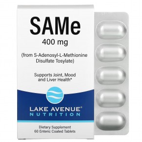 Lake Avenue Nutrition, SAMe (дисульфат тозилат), 400 мг, 60 таблеток, покрытых кишечнорастворимой оболочкой в Москве - eco-herb.ru | фото