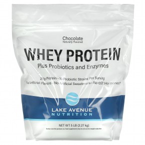 Lake Avenue Nutrition, сывороточный протеин с пробиотиками, шоколадный вкус, 2,27 кг (5 фунтов) - описание