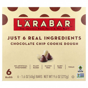 Larabar, Real Fruit & Nut Bar™, батончик с шоколадной крошкой, 6 батончиков по 45 г (1,6 унции) - описание