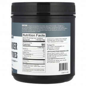 Left Coast Performance, масло MCT в порошке с пептидами коллагена и пребиотическими волокнами акации, с нейтральным вкусом, 454 г (1 фунт) в Москве - eco-herb.ru | фото