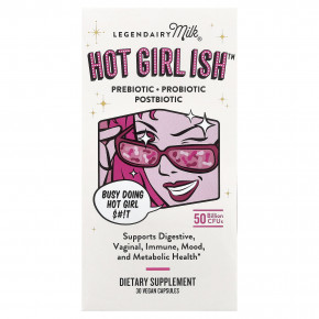 Legendairy Milk, Hot Girl Ish ™, пребиотик, пробиотик, постбиотик, 50 млрд КОЕ, 30 веганских капсул - описание | фото
