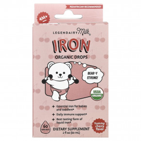 Legendairy Milk, Iron Organic Drops, для детей от 4 месяцев, вкусная вишня, 60 мл (2 жидк. Унции) в Москве - eco-herb.ru | фото