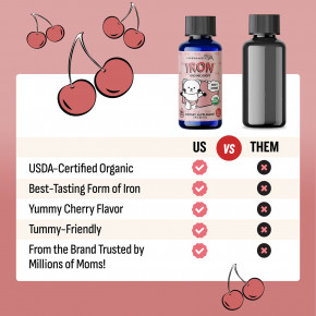 Legendairy Milk, Iron Organic Drops, для детей от 4 месяцев, вкусная вишня, 60 мл (2 жидк. Унции) в Москве - eco-herb.ru | фото