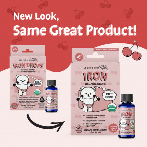 Legendairy Milk, Iron Organic Drops, для детей от 4 месяцев, вкусная вишня, 60 мл (2 жидк. Унции) в Москве - eco-herb.ru | фото