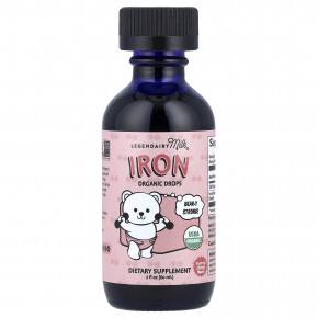 Legendairy Milk, Iron Organic Drops, для детей от 4 месяцев, вкусная вишня, 60 мл (2 жидк. Унции) в Москве - eco-herb.ru | фото