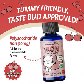 Legendairy Milk, Iron Organic Drops, для детей от 4 месяцев, вкусная вишня, 60 мл (2 жидк. Унции) в Москве - eco-herb.ru | фото