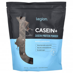 Legion Athletics, Casein +, казеиновый протеиновый порошок, голландский шоколад, 1020 г (2,25 фунта) - описание