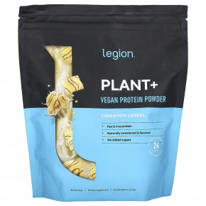 Legion Athletics, Plant +, веганский протеиновый порошок, хлопья с корицей, 680 г (1,5 фунта) - описание