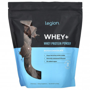 Legion Athletics, Whey +, порошок из сывороточного протеина, голландский шоколад, 867 г (1,91 фунта) - описание