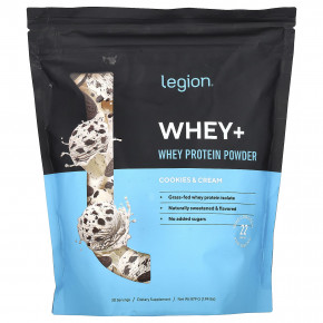 Legion Athletics, Whey +, порошок из сывороточного протеина, печенье и сливки, 879 г (1,94 фунта) - описание