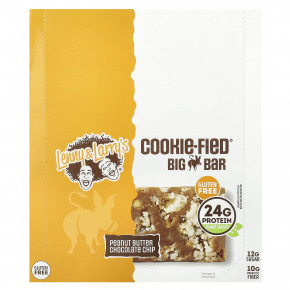 Lenny & Larry's, Cookie-Fied® Big Bar, арахисовая паста и шоколадная крошка, 12 батончиков по 90 г (3,17 унции) - описание | фото