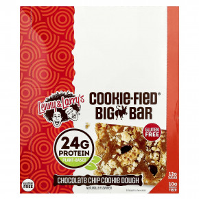 Lenny & Larry's, Cookie-Fied® Big Bar, тесто для печенья с шоколадной крошкой, 12 батончиков, 90 г (3,17 унции) - описание | фото